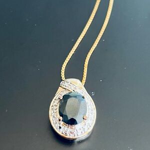 Sterling Silver gold overlay Blue Topaz necklace Ross Simons